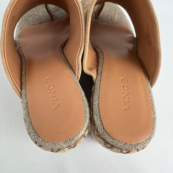 Vince Womens Sutherland Jute Wedge Sandals Brown Tan Suede Leather size 6M - Picture 13 of 16